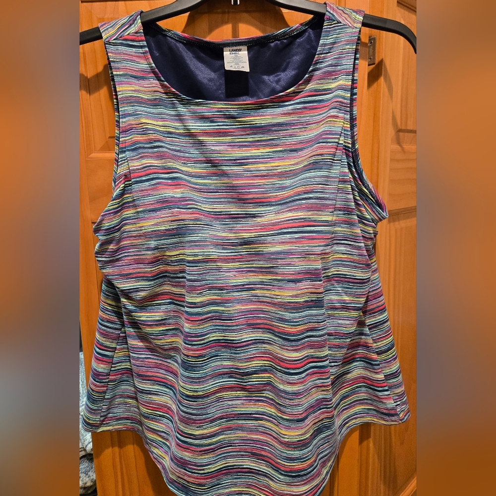 Lands' End Colorful Wave Pattern Swim Tank Top